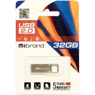 USB флеш накопичувач Mibrand 32GB Shark Silver USB 2.0 (MI2.0/SH32U4S)