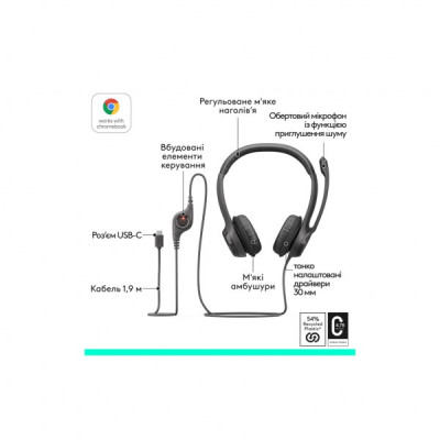 Навушники Logitech H390 USB-C Midnight Black (981-001576)