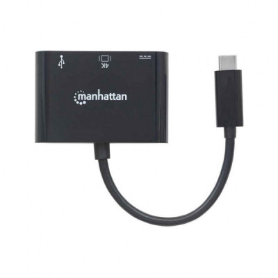 Концентратор Intracom USB3.1 Type-C to USB3.0/HDMI/USB-C (F) black Manhattan (152037)