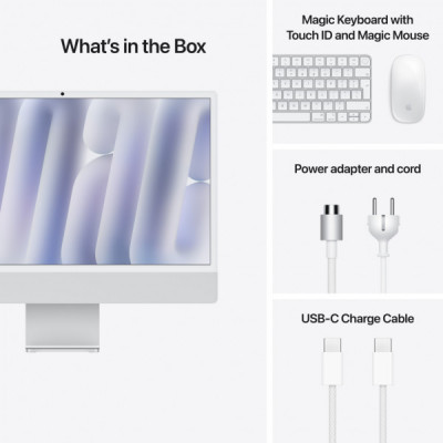 Комп'ютер Apple 24" iMac Retina 4.5K / Apple M4 (10-c/CPU, 10-c/GPU), 16, 256, Silver (MWUU3UA/A)