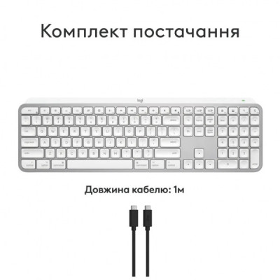 Клавіатура Logitech MX Keys S для MAC Bluetooth/Wireless UA Pale Grey (920-011638)