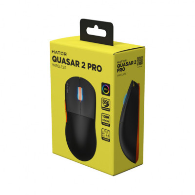 Мишка Hator Quasar 2 Pro Wireless/Bluetooth/USB Black/Orange (HTM560BO)