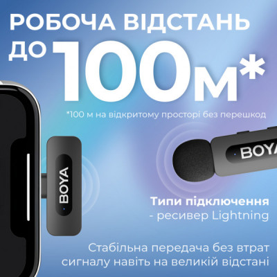 Мікрофон Boya BY-V3 Lightning Black (BY-V3) Мікрофон Boya BY-V3 Lightning Black (BY-V3)
