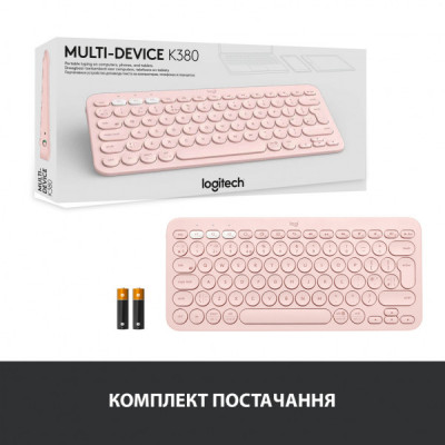 Клавіатура Logitech K380 Multi-Device Bluetooth UA Rose (920-009867)