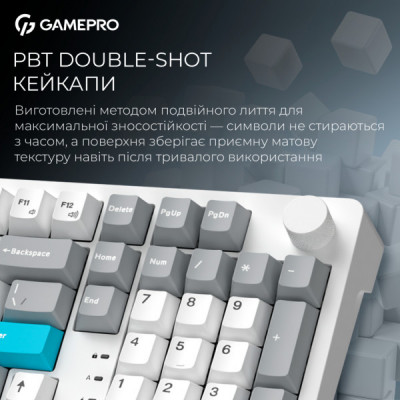 Клавіатура GamePro Asgard Drakkar Keychron Super Red Switch Wireless/Bluetooth/USB UA White (MK305WH)