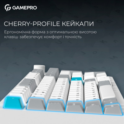Клавіатура GamePro Asgard Drakkar Keychron Super Red Switch Wireless/Bluetooth/USB UA White (MK305WH)