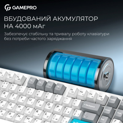 Клавіатура GamePro Asgard Drakkar Keychron Super Red Switch Wireless/Bluetooth/USB UA White (MK305WH)