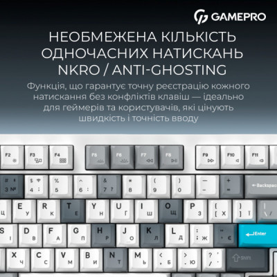 Клавіатура GamePro Asgard Drakkar Keychron Super Red Switch Wireless/Bluetooth/USB UA White (MK305WH)