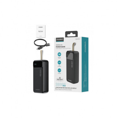 Батарея універсальна Choetech 30000mAh 22,5W, PD, QC/3.0, USB-C In/out, 2*USB-A (B730-ACBK)