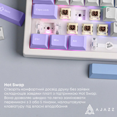 Клавіатура Ajazz Maillard V2 Maillard Switch Wireless/Bluetooth/USB UA Purple/White/Blue (AK980-V2-M-PWB)