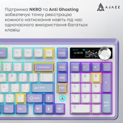 Клавіатура Ajazz Maillard V2 Maillard Switch Wireless/Bluetooth/USB UA Purple/White/Blue (AK980-V2-M-PWB)