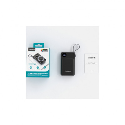 Батарея універсальна Choetech Magnetic Wireless 20000mAh 22.5W, PD, QC/3.0, Apple Watch charger, Black (B696-BK)