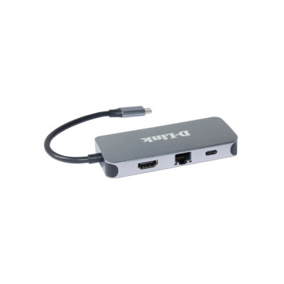 Концентратор D-Link 3xUSB3.0, 1xUSB-C/PD, 1xHDMI 1.4b, 1xGE, USB-C (DUB-2335)