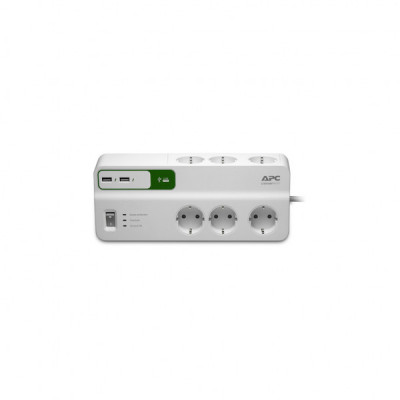 Мережевий фільтр живлення APC Essential SurgeArrest 6 outlets + 2 USB (5V, 2.4A) port (PM6U-RS)