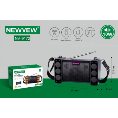 Акустична система NEWVEW NV-9172 Solar Panel/BT/USB/TF/FM Black (NWVW-NV-9172-BK)