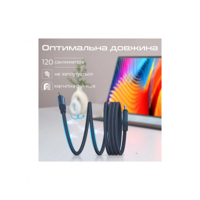 Дата кабель USB-C to USB-C springy.blue Promate (springy.blue)