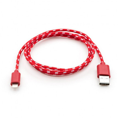 Дата кабель USB 2.0 AM to Lightning 2color nylon 1m red Vinga (VCPDCLNB31R)