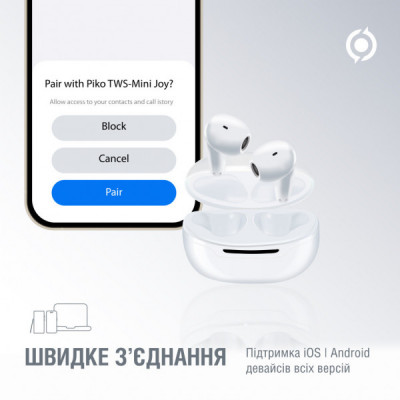 Навушники Piko TWS-MiniJoy White (1283126583421)