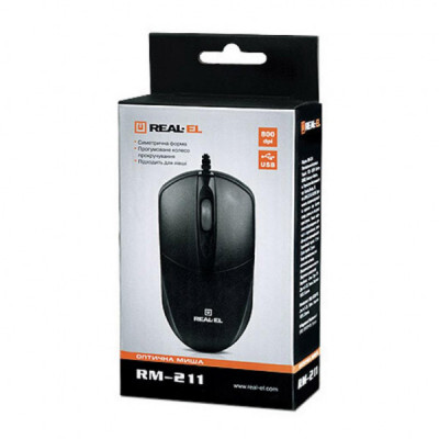 Мишка REAL-EL RM-211, USB, black