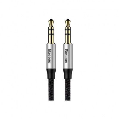 Кабель мультимедійний Jack 3.5mm Yiven M30 M/M 1.5m silver-black Baseus (CAM30-CS1)