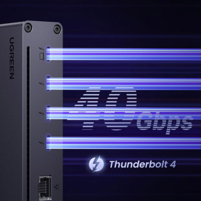 Концентратор Ugreen Thunderbolt 4 to 3xTh.4/3xUSBA 3.2/RJ45 Gigabit/140W ARevodok Max 8-in-1 U708 (25053EU)