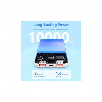 Батарея універсальна Vention 10000mAh 22.5W 3A PD, QC/3.0, LED Display, White (FHKW0)