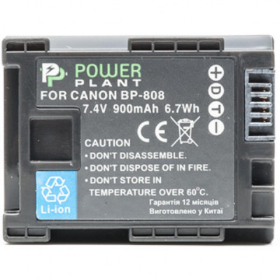 Акумулятор до фото/відео PowerPlant Canon BP-808 Chip (DV00DV1260)