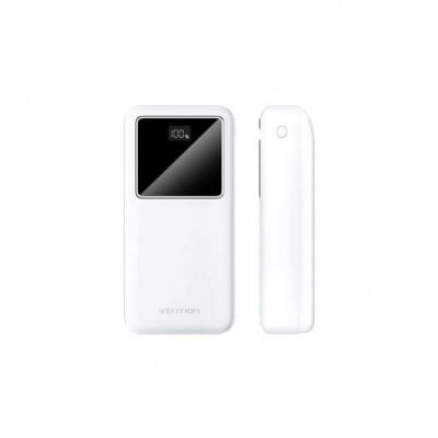 Батарея універсальна Vention 30000mAh 22.5W 3A, PD, QC/3.0, LED Display, White (FHMW0)
