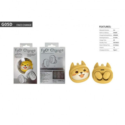 Навушники XoKo G05-face changing TWS Yellow (G05-YEL)