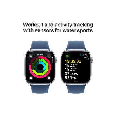 Смарт-годинник Apple Watch Series 10 GPS 46mm Silver Aluminium Case with Denim Sport Band - M/L (MWWM3QH/A)