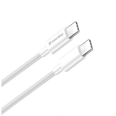 Дата кабель USB-C to USB-C 1.0m 5A 100W white ColorWay (CW-CBPDCC058-WT)