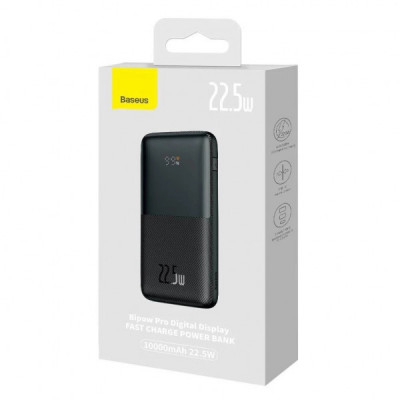 Батарея універсальна Baseus Bipow Pro Digital 10000mAh 22.5W, Black (PPBD040001)