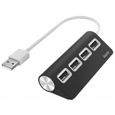 Концентратор Hama 4 Ports USB 2.0 Black/White (00200119)