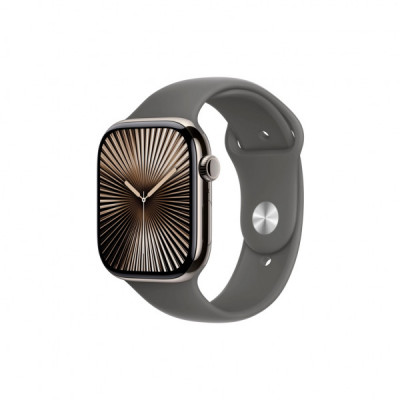 Смарт-годинник Apple Watch Series 10 GPS + Cellular 46mm Natural Titanium Case with Stone Grey Sport Band - S/M (MWY93QH/A)