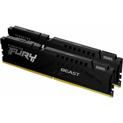 Модуль пам'яті для комп'ютера DDR5 32GB (2x16GB) 4800 MHz Beast Black Kingston Fury (ex.HyperX) (KF548C38BBK2-32)