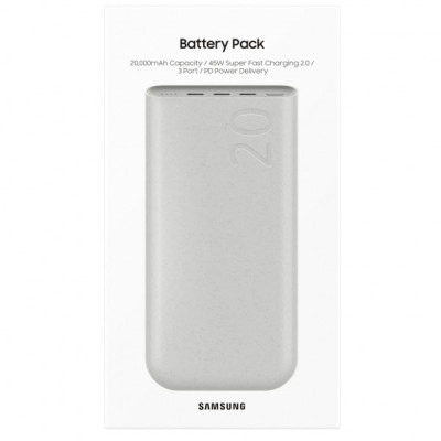 Батарея універсальна Samsung 20000mAh, SuperFastCharge2.0/45W, PD/3.0, PDO/PPS, Beige (EB-P4520XUEGEU)