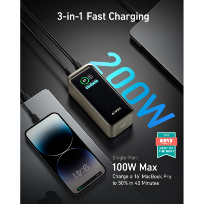 Батарея універсальна Anker Prime 20000mAh, 200W, PD, black (A1336011)