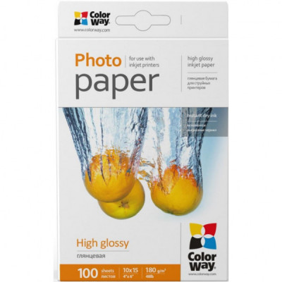 Фотопапір ColorWay 10x15 180г glossy, 100с (PG1801004R)