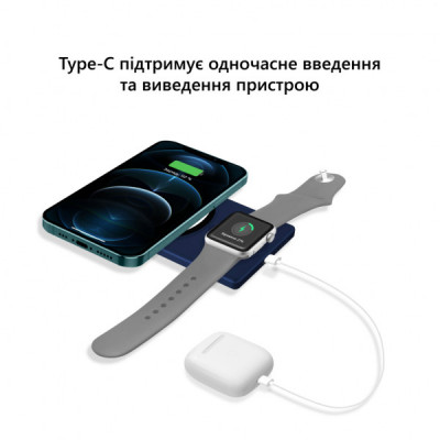 Батарея універсальна AirOn 3in1 MagSafe PowerCharge для iPhone, Apple Watch, AirPods, Android, 5000 mAh, QC/3.0, Qi (6126755803222)
