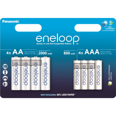 Акумулятор Panasonic AA Eneloop 2000mAh NI-MH * 4 + AAA 800mAh NI-MH * 4 (BK-3MCDE+4MCDE/8CP)