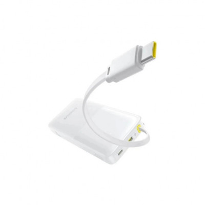 Батарея універсальна Baseus Bipow 2 Digital Display 10000mAh 20W with Built-in USB-C Cable White (P10077101213-00)