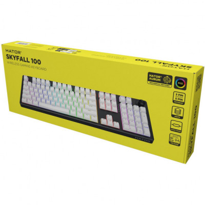 Клавіатура Hator Skyfall 100 Aurum Lemon RGB Wireless/Bluetooth/USB UA Black/White (HTK3100UA)