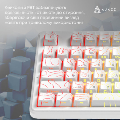 Клавіатура Ajazz AK870 V2 Maillard Switch Wireless/Bluetooth/USB UA White (AK870-V2-S-W)