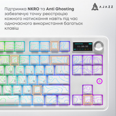 Клавіатура Ajazz AK870 V2 Maillard Switch Wireless/Bluetooth/USB UA White (AK870-V2-S-W)
