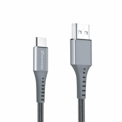 Дата кабель USB 2.0 AM to Type-C 1.2m Grey Grand-X (FC-12G)