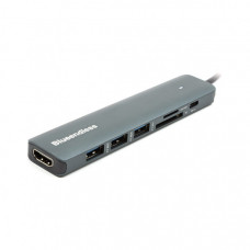 Концентратор USB Type-C to HDMI, 3x USB Type-A, SD, TF, USB Type-C PD100W PowerPlant (CA913848)