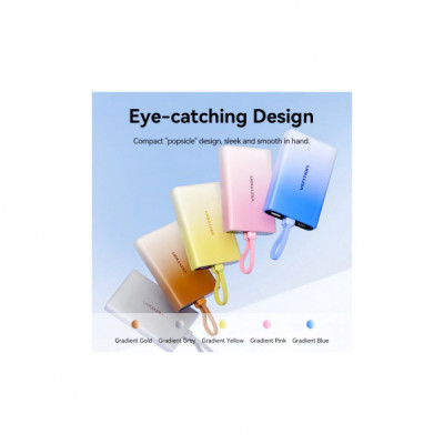 Батарея універсальна VENTION 10000mAh 22,5W PD, USB-A, USB-C In/Out, Lightning In/Out, LED display, Gold (FHZJ0)