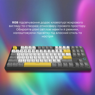 Клавіатура Ajazz AK870 V2 Flying Fish Switch USB UA Black/Grey/Yellow (AK870-V2-FF-BGY)