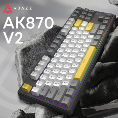 Клавіатура Ajazz AK870 V2 Flying Fish Switch USB UA Black/Grey/Yellow (AK870-V2-FF-BGY)