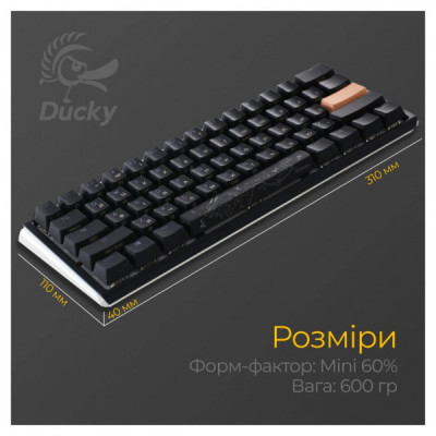 Клавіатура Ducky One 3 Mini Cherry MX Speed Silver RGB UA USB Black (DKON2161ST-PUAPXCLAWSC1)